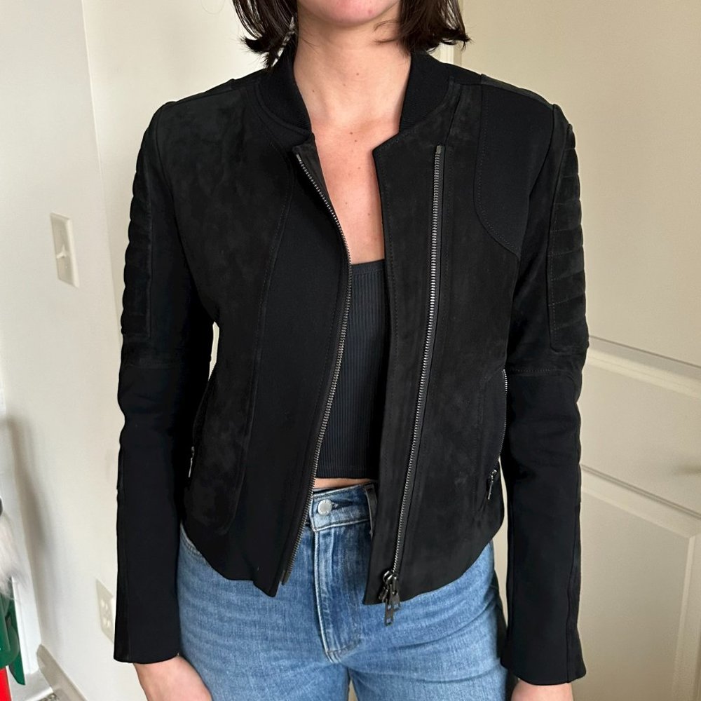 Theory Lamb Leather Suede Biker Jacket